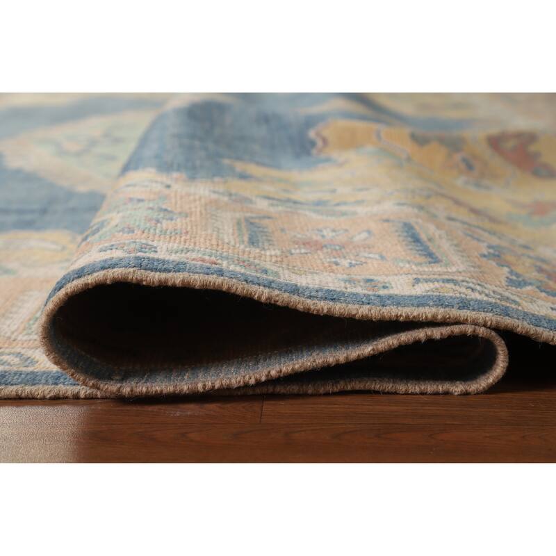 Hand Knotted Oriental 100% Wool Carpet Transitional Medallion Navy Blue & Blues Oushak Area Rug - 10' 1'' X 8' 3''