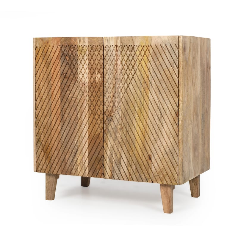Rustic Style Solid Wood Accent Cabinet with Adjustable Shelf