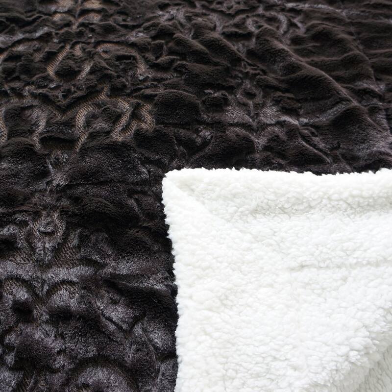 Embroidery Batik FauxFur Sherpa Throw Blanket