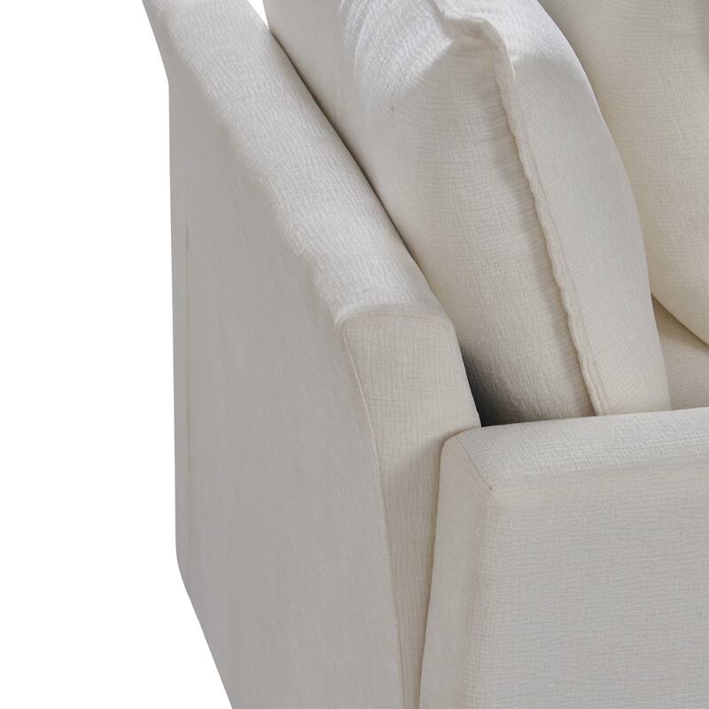 White Modern 33.07" Upholstered Arm Chair with Solid Wood Frame for Living Room