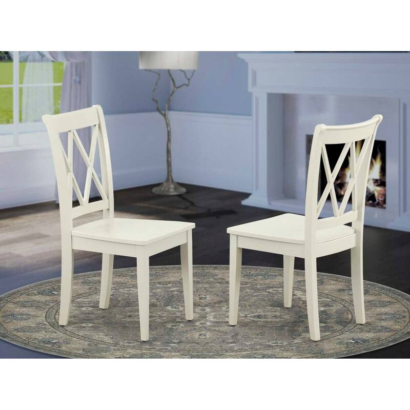 Double X Back Dining Chairs - Linen White Finish - Kitchen Accent Chairs - Set of 2