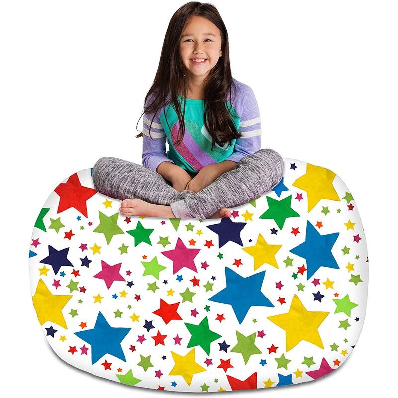 Kids Bean Bag Chair Cover Stuffed Animal Storage or Toy Organizer
