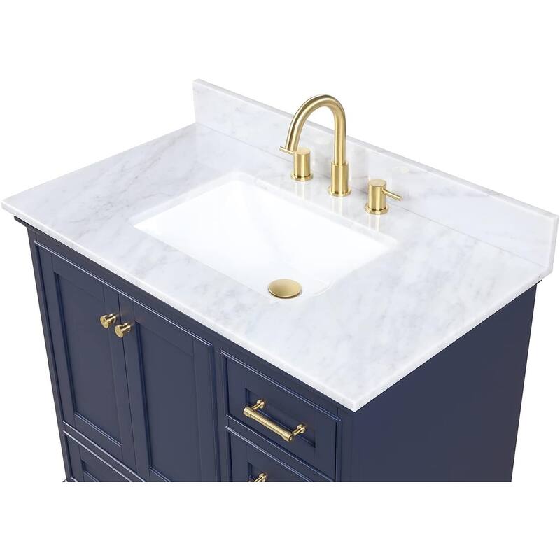 Blossom Copenhagen 36" Solid Wood Bathroom Vanity w/ Marble Top & Sink