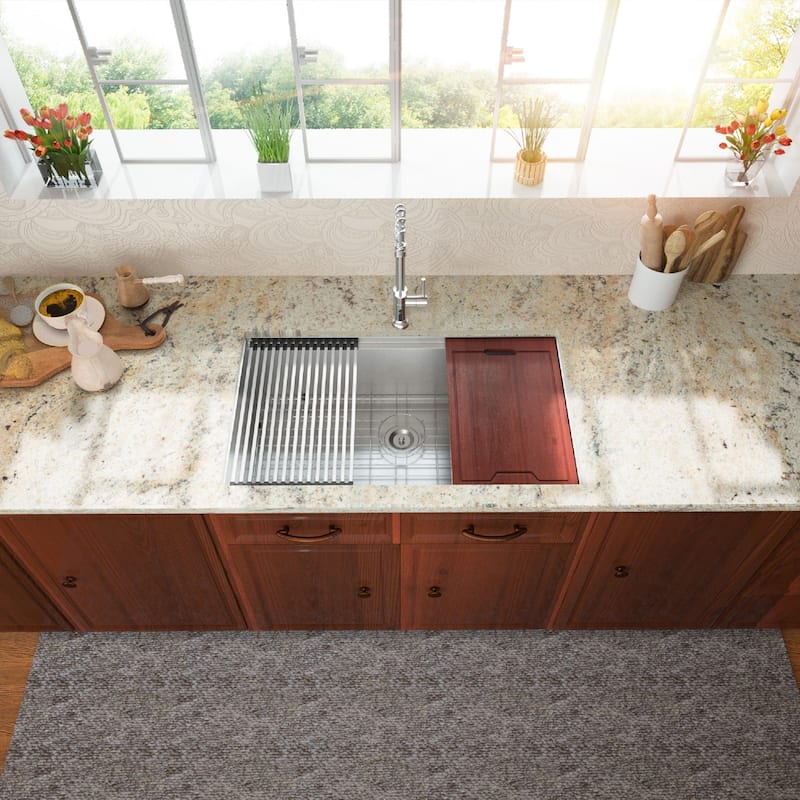 Lordear 30/32/33 Inch Stainless Steel Ledge Workstation Undermount Kitchen Sink