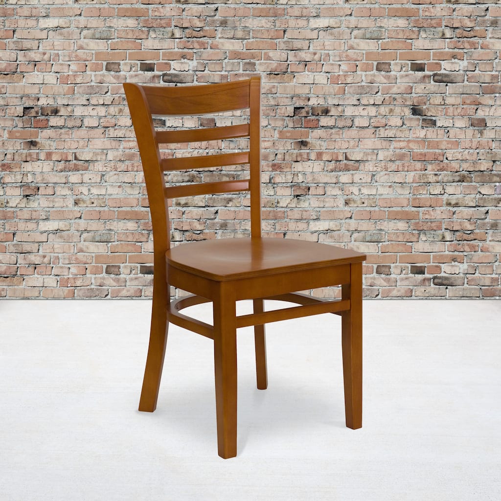 Ladder Back Wooden Restaurant Chair - 17.25"W x 20"D x 33.75"H