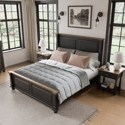 Furniture of America Lucan I 3-Piece Farmhouse Black Solid Wood Panel Bedroom Set