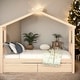 preview thumbnail 1 of 41, Twin Size Wooden House Bed with Drawers Natural