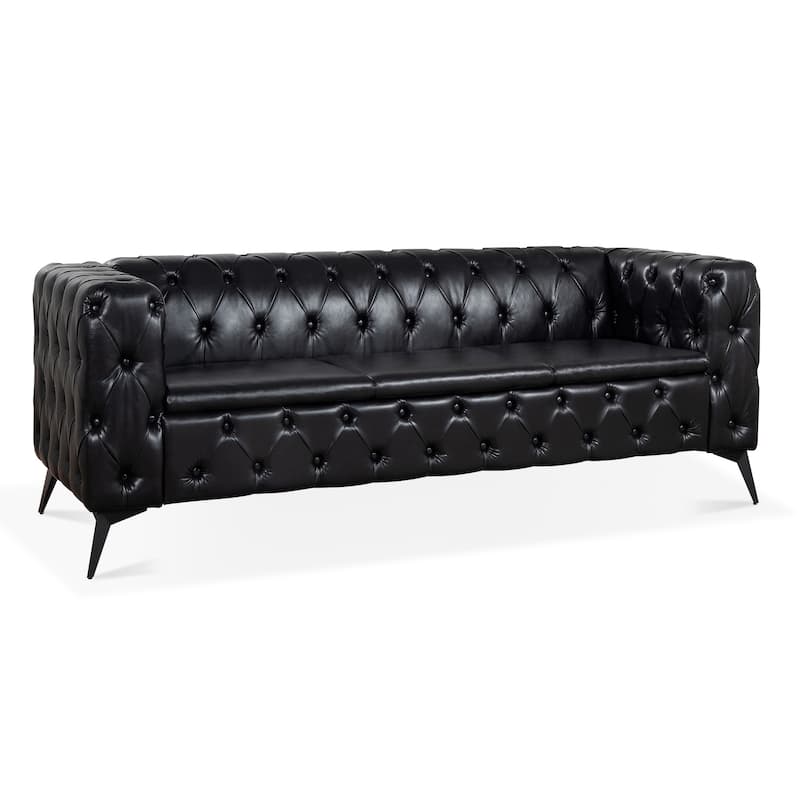 84.06" Inch Width Traditional Square Arm removable cushion 3 seater Sofa