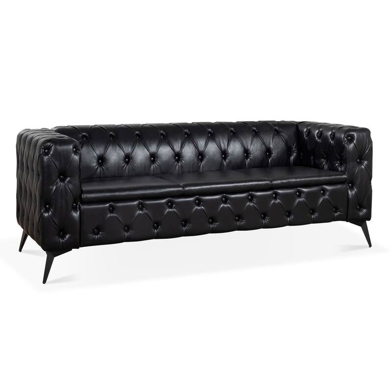 84.06'' Traditional Square Arm Removable Cushion 3-Seater Sofa: Classic Comfort, Easy Maintenance
