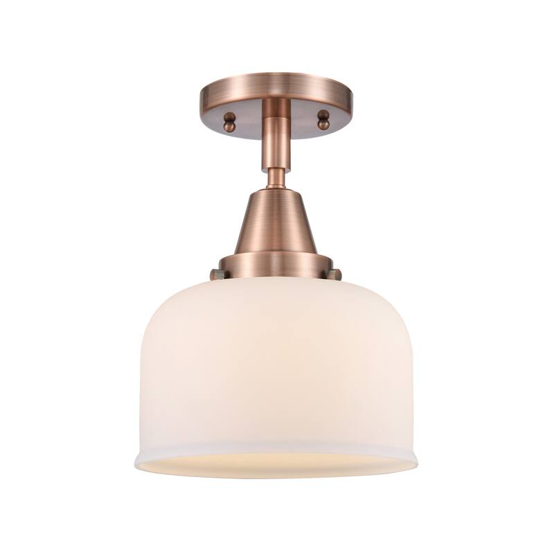 Innovations Lighting Caden Bell - 1 Light 8" Flush Mount - Antique Copper/Matte White