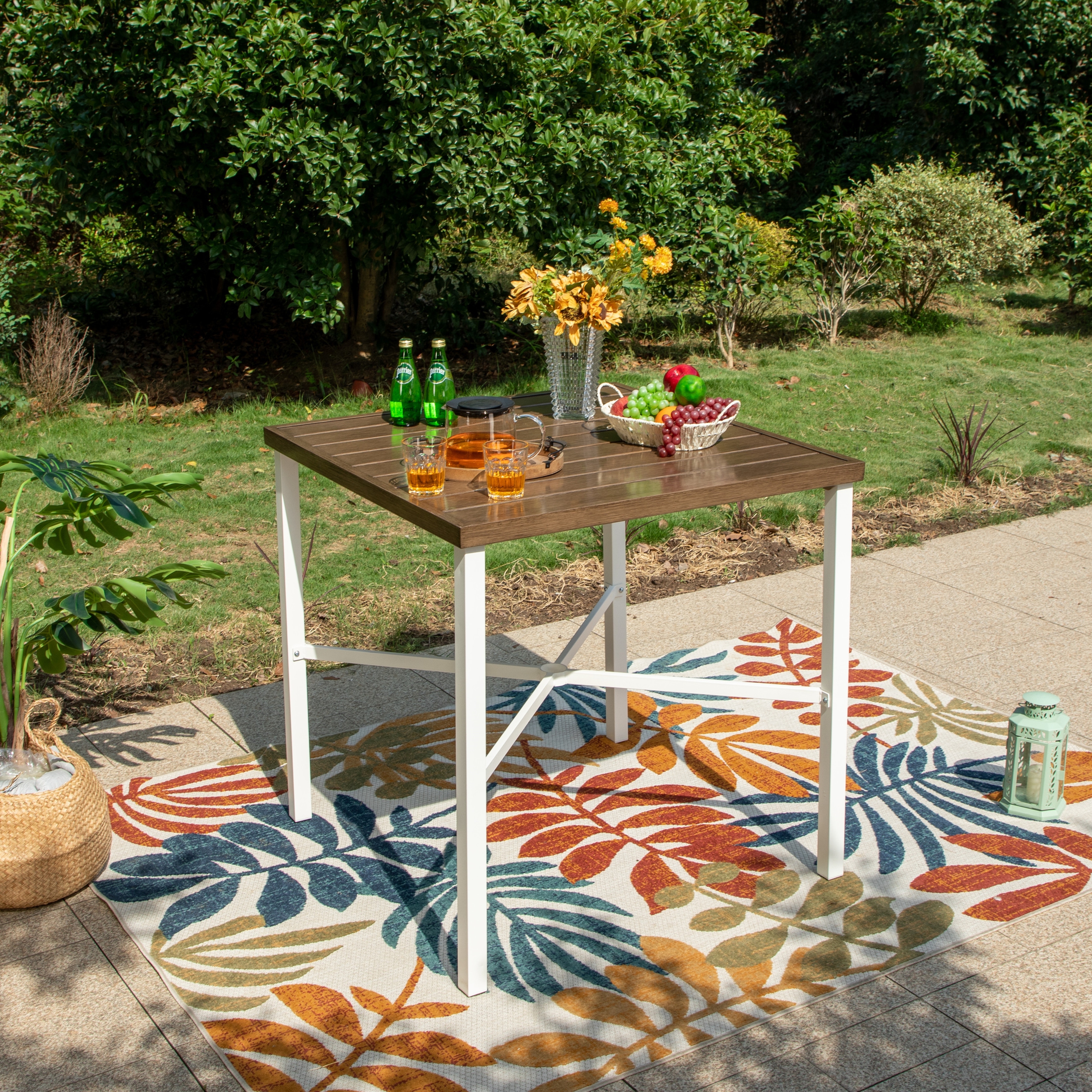 MAISON ARTS 36-inch Metal Bar Table with 1.59-inch Umbrella Hole Bar Table