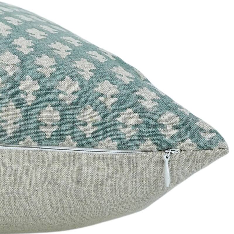 Linen Farmhouse Block print pillow Cover Pinkcity