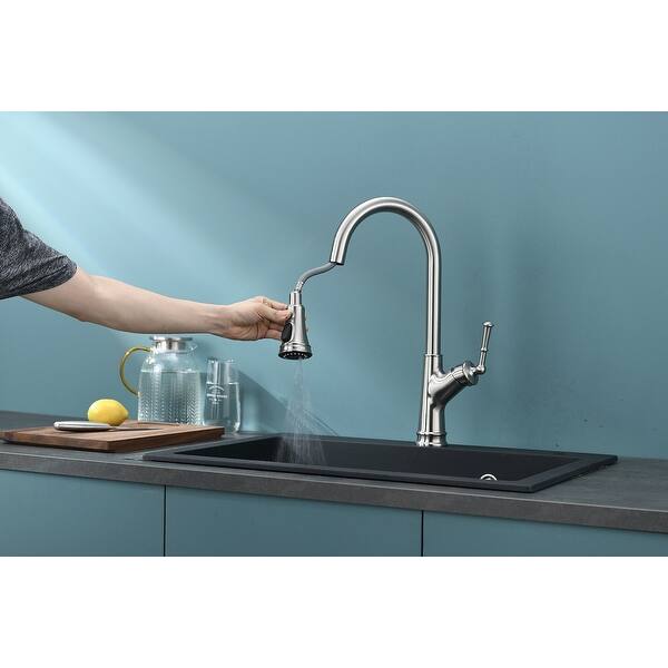 Clihome Single-Handle Pull-Down Sprayer Kitchen Faucet ...