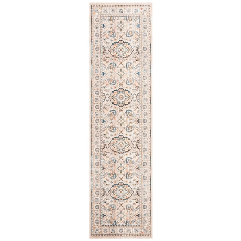 SAFAVIEH Vintage Boho Persian Concezia Oriental Polyester Rug with - 2'2" x 12' Runner - Ivory/Light Grey