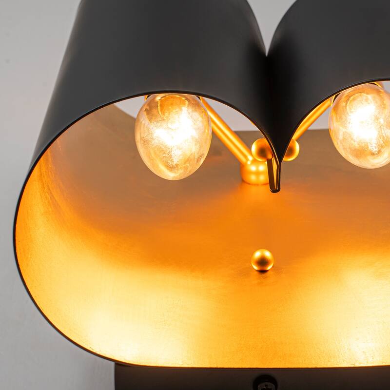 2-Light Matte Black Wall Sconce