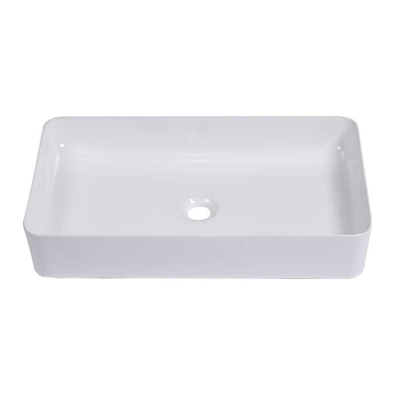 Kichae Ceramic Vessel Sink 24 inch Above Counter Porcelain Bathroom Sink