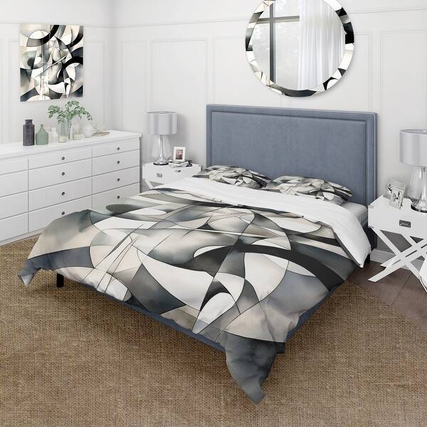 Designart - Abstract Neutral XIII - Abstract Geometric Bed Cover Sets ...