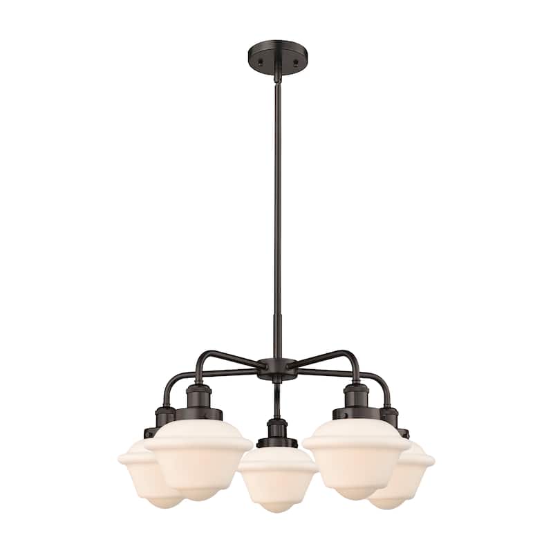 Innovations Lighting Oxford - 5 Light 25" Stem Hung Chandelier - Oil Rubbed Bronze/Matte White