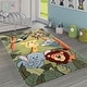 preview thumbnail 4 of 13, Kids Rug for childrens room with Jungle Animals in Green 2'8" x 4'11"