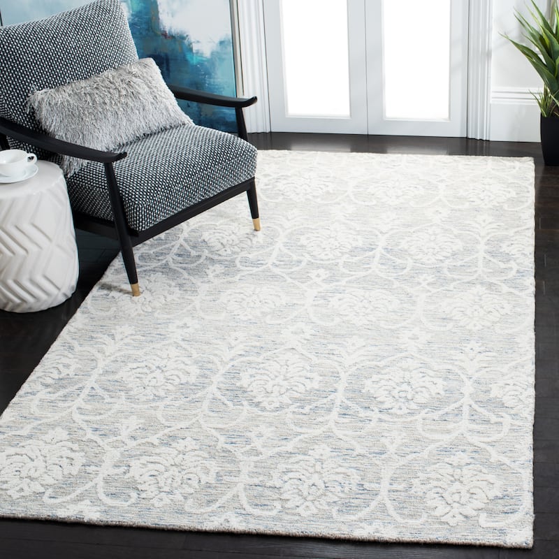 SAFAVIEH Handmade Metro Elixabete French Country Wool Rug - 4' x 6' - Light Blue/Ivory