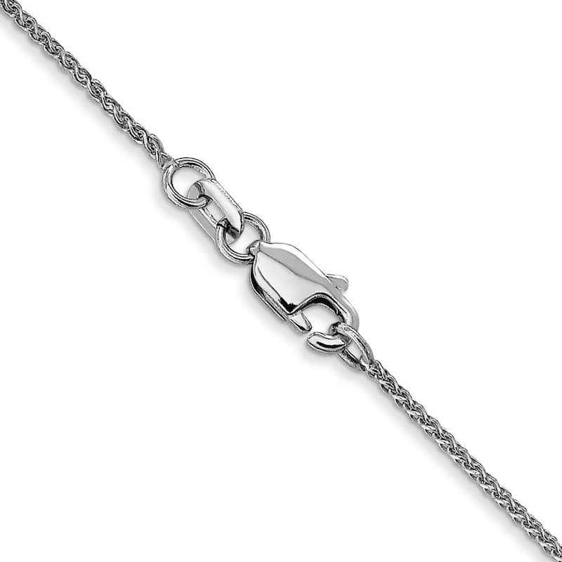 Curata 10k White Gold Solid 1mm Diamond-Cut Wheat Chain Necklace Options: 16 18 20 24