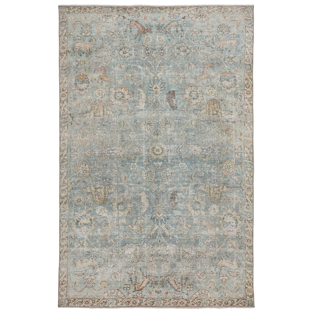 The Curated Nomad Bolmen Printed Oriental Teal/ Gold Area Rug