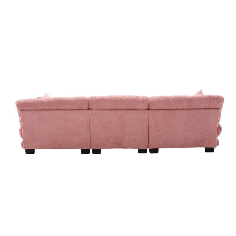 118'' Large U Shape Sofa Velvet Modular Sofa with 2 Ottomans for Living Room
