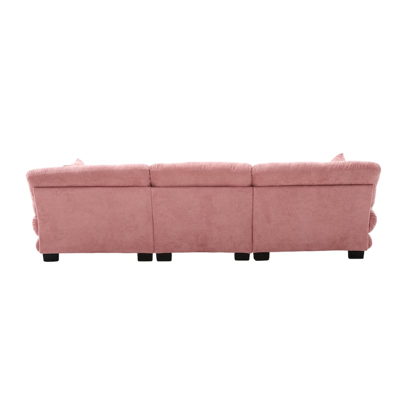 Pelletized Velvet U-shaped Sectional Sofa Modular Chaise Lounge Couch with 2 Ottomans, Deep Seat, Bolster Arms and Pillows