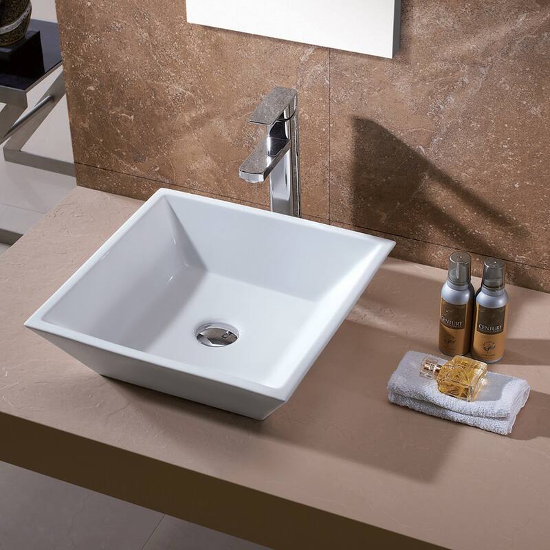 Luxier CS-006 Square Bathroom Ceramic Vessel Sink Art Basin in White