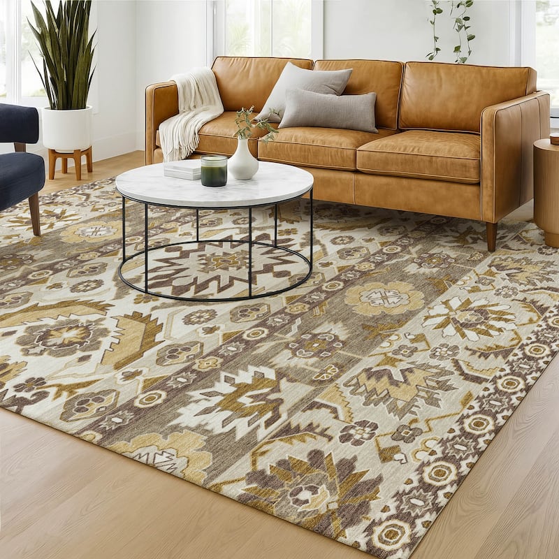 Machine Washable Indoor/ Outdoor Traditional Aspen Chantille Rug