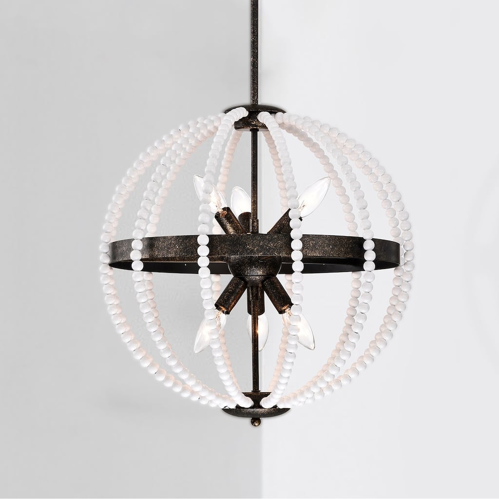 Cary 19 Inch Circle Beads Bohemian Pendant 6-Light
