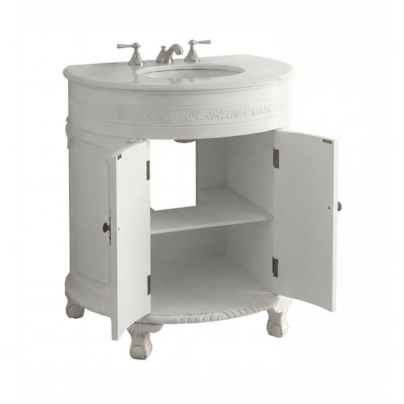 32" Benton Collection Versailles Slim White Bathroom Vanity - 32 x 22 x 35'' H