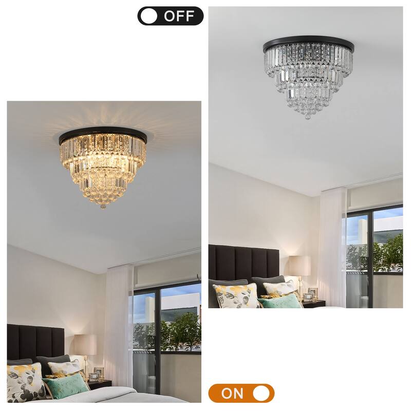 Modern Crystal Pendant Lighting,Round Crystal Chandelier Contemporary Luxury Pendant Ceiling Lighting Fixture for Living Room