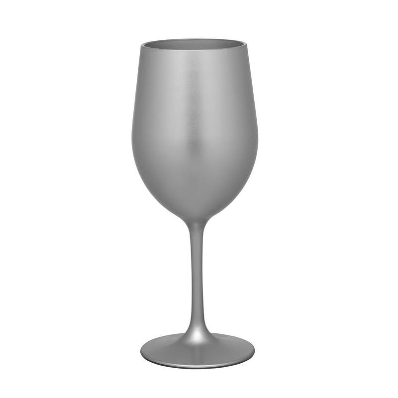 Metallic Silver Color Plastic Wine Glasses Set of 4 (12oz), BPA Free Acrylic Wine Glass Set Unbreakable - Silver