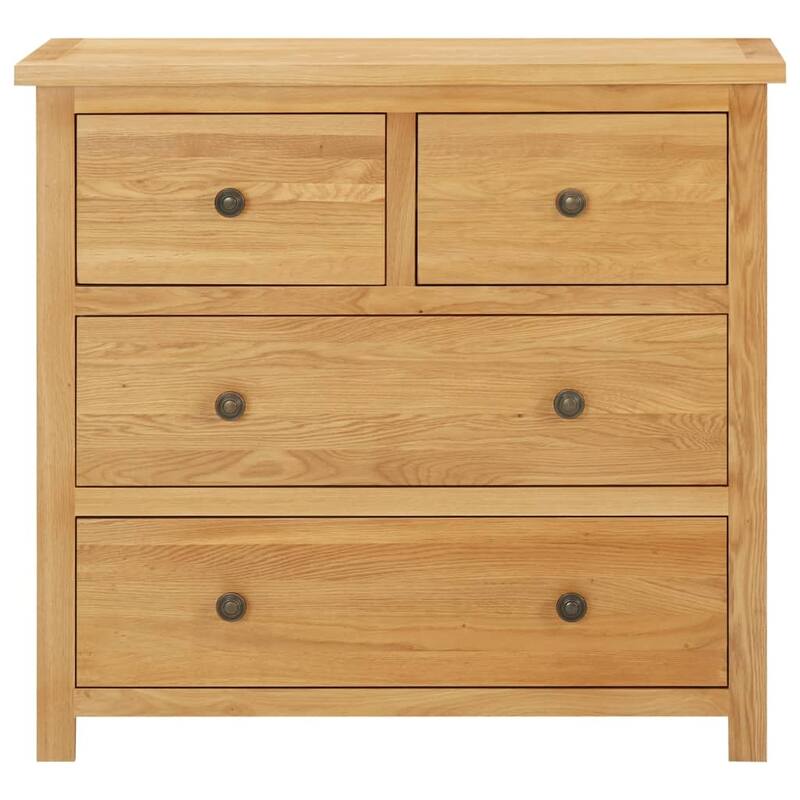 vidaXL Chest of Drawers 31.5"x13.8"x29.5" Solid Oak Wood