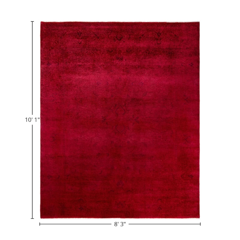 Overton Hand Knotted Wool Vintage Inspired Modern Contemporary Overdyed Pink Area Rug - 8' 3" x 10' 1"