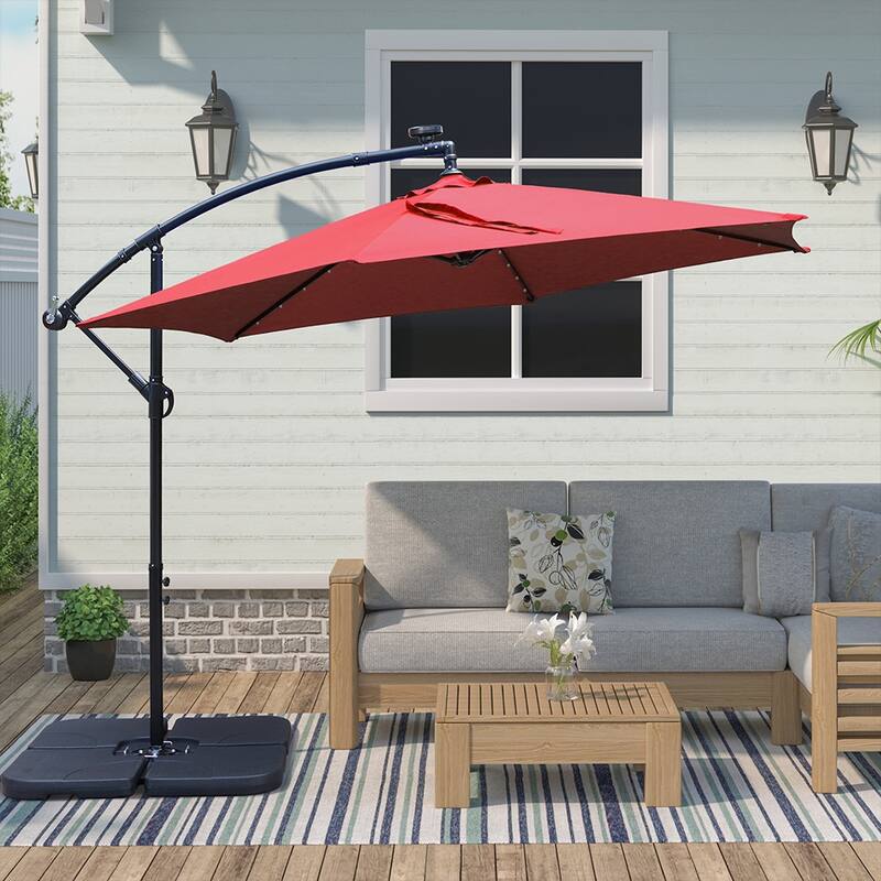 Maypex 10 Feet Solar Offset Outdoor Patio Umbrella