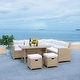 preview thumbnail 15 of 22, SAFAVIEH Outdoor Miki 5-piece Wicker Sectional Patio Dining Set