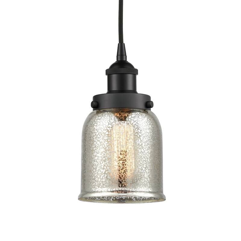 Innovations Lighting 616-1PH-10-5 Bell Pendant Bell 5" Wide Mini - Matte Black / Silver Plated Mercury