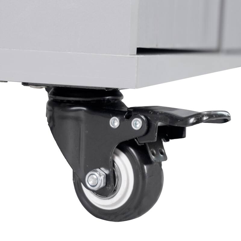 51.06'' Particle Board Kitchen Island with Drop Leaf, RollingWheels, Spice Rack, Towel Rack and Drawers