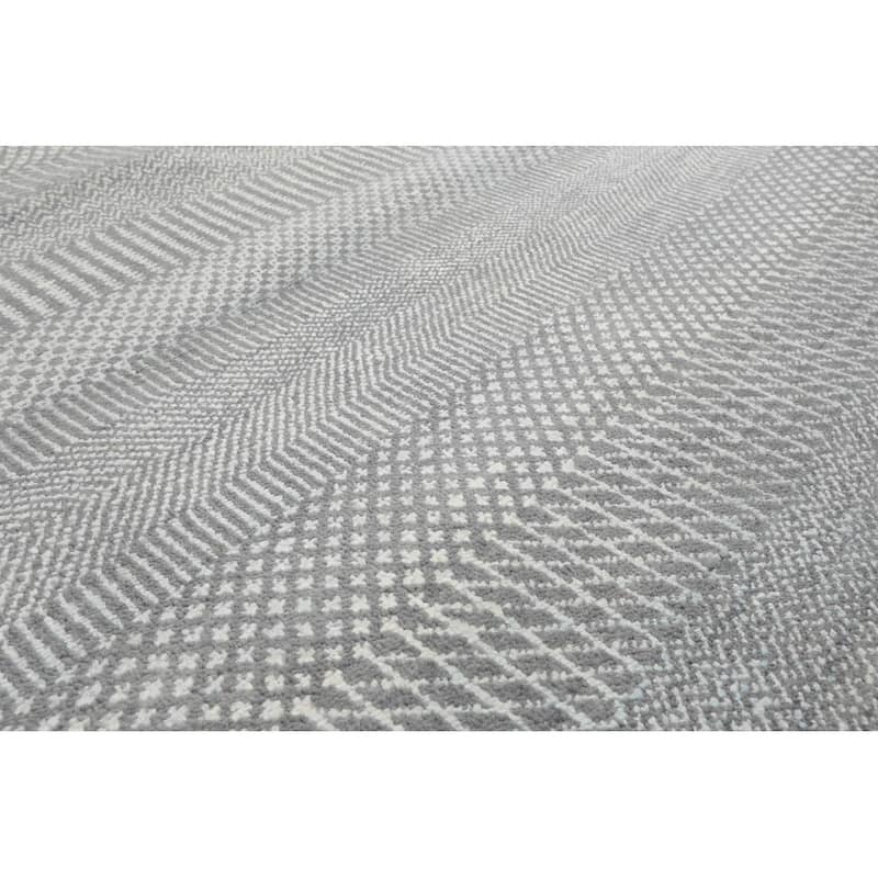 Hand Knotted Gray,White Tibetan 100% Wool Modern Oriental Area Rug - 8' 2'' x 10' 1''