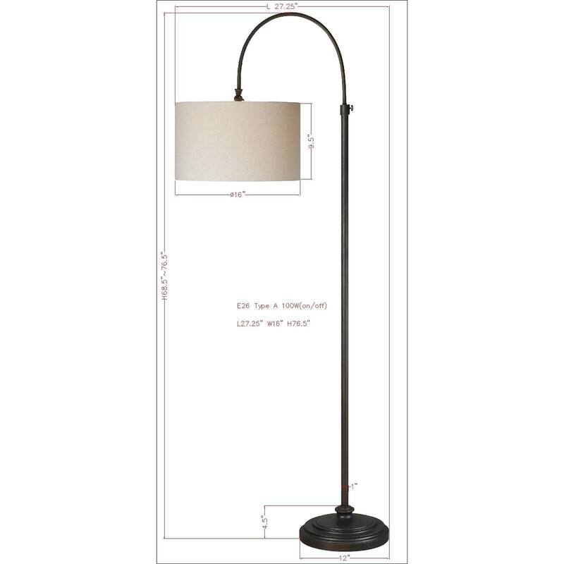 Reagan 76" Adjustable Floor Lamp with Linen Shade, Oil-Rubbed Bronze - Oil-Rubbed Bronze