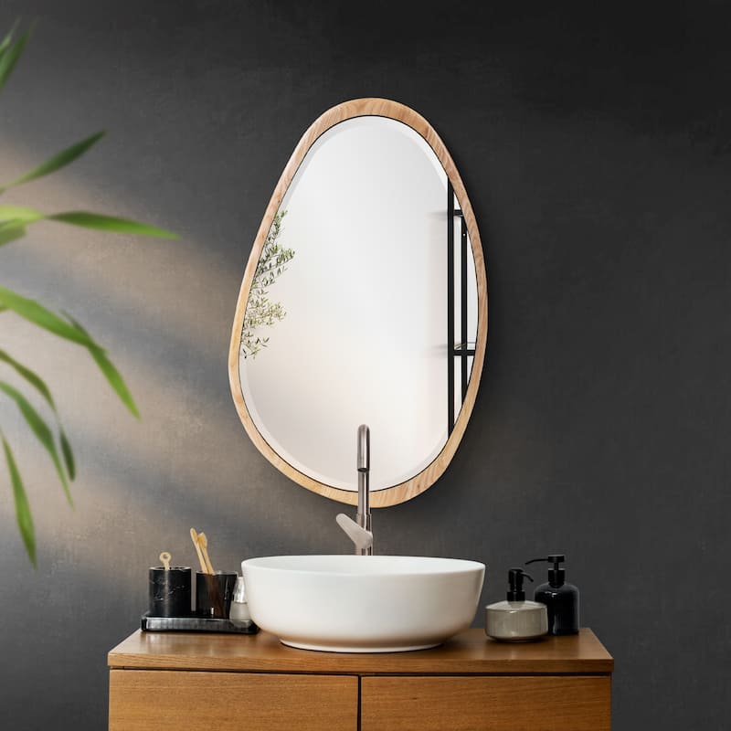 Allan Andrews Asymmetrical Bleached Oak Wood Framed Wall Mirror