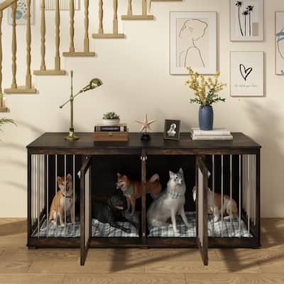 Multi-functional Pet Crate with Secure Locks - Versatile Color Console