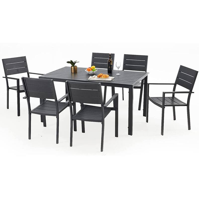 AECOJOY Metal Patio Dining Table ,Weather-Resistant Table
