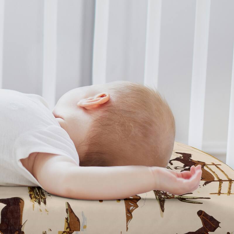 Sweet Jojo Designs Tan Brown Western Cowboy Boy 2 Pack Baby Bassinet Fitted Sheets - Horseshoe Print & Wild West, Southern Horse