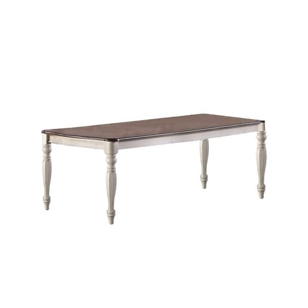 slide 2 of 5, Rubber Wood Dining Table with 2 Leaves in Antique White and Oak Antique White,Oak