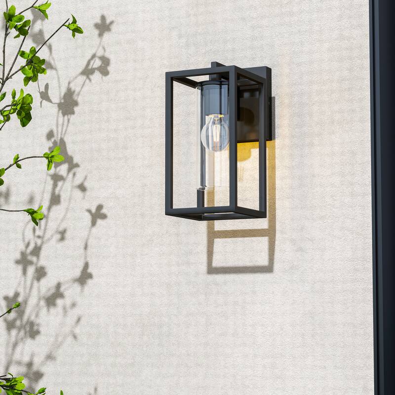 Metal 1-Light Clear Glass Outdoor Wall Sconce Light