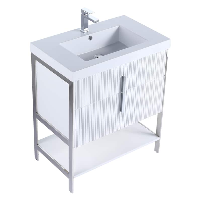 Fine Fixtures Serenity Modern Bathroom Vanity with White Gel Acrylic Top