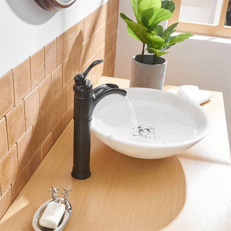 Waterfall Bathroom Vessel Faucet With Drain Assembly Single Handle Bathroom Vessel Sink Faucets One Hole Modern High Basin Taps